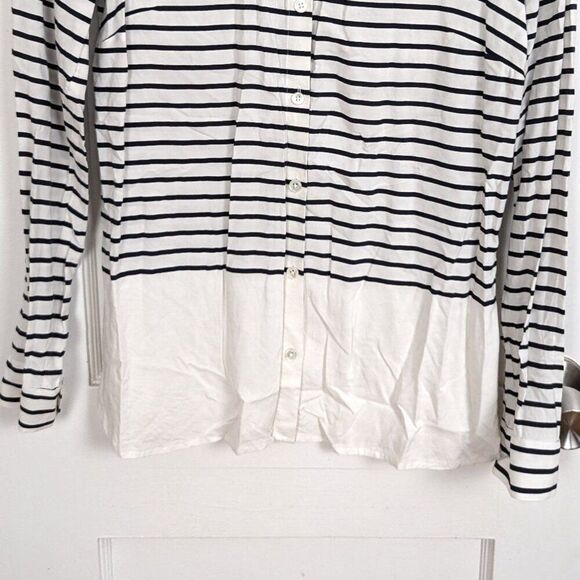 J.Jill | Navy Striped Colorblock Button-Front Shirt Size XS - Picture 3 of 7